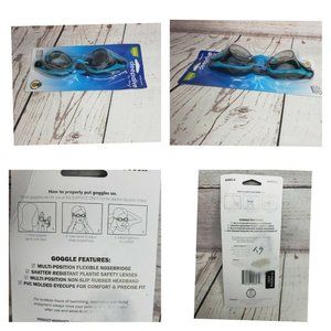 Deep Dive By Triangle Flexible Nose Bridge Teal Blue Black Swimming Goggles